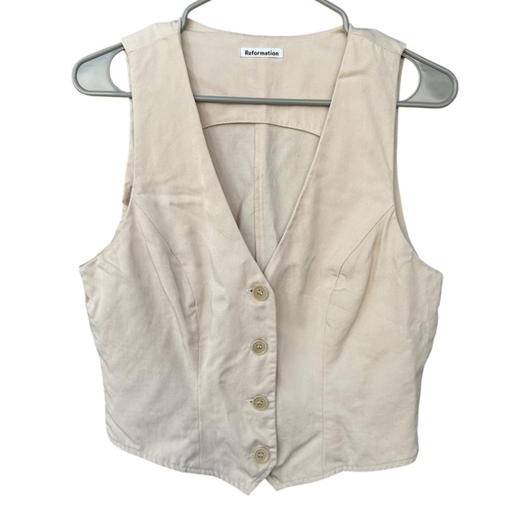 Reformation The Devin Sleeveless Vest Top - TENCEL - Size 8 - Tan Cream - Picture 8 of 13